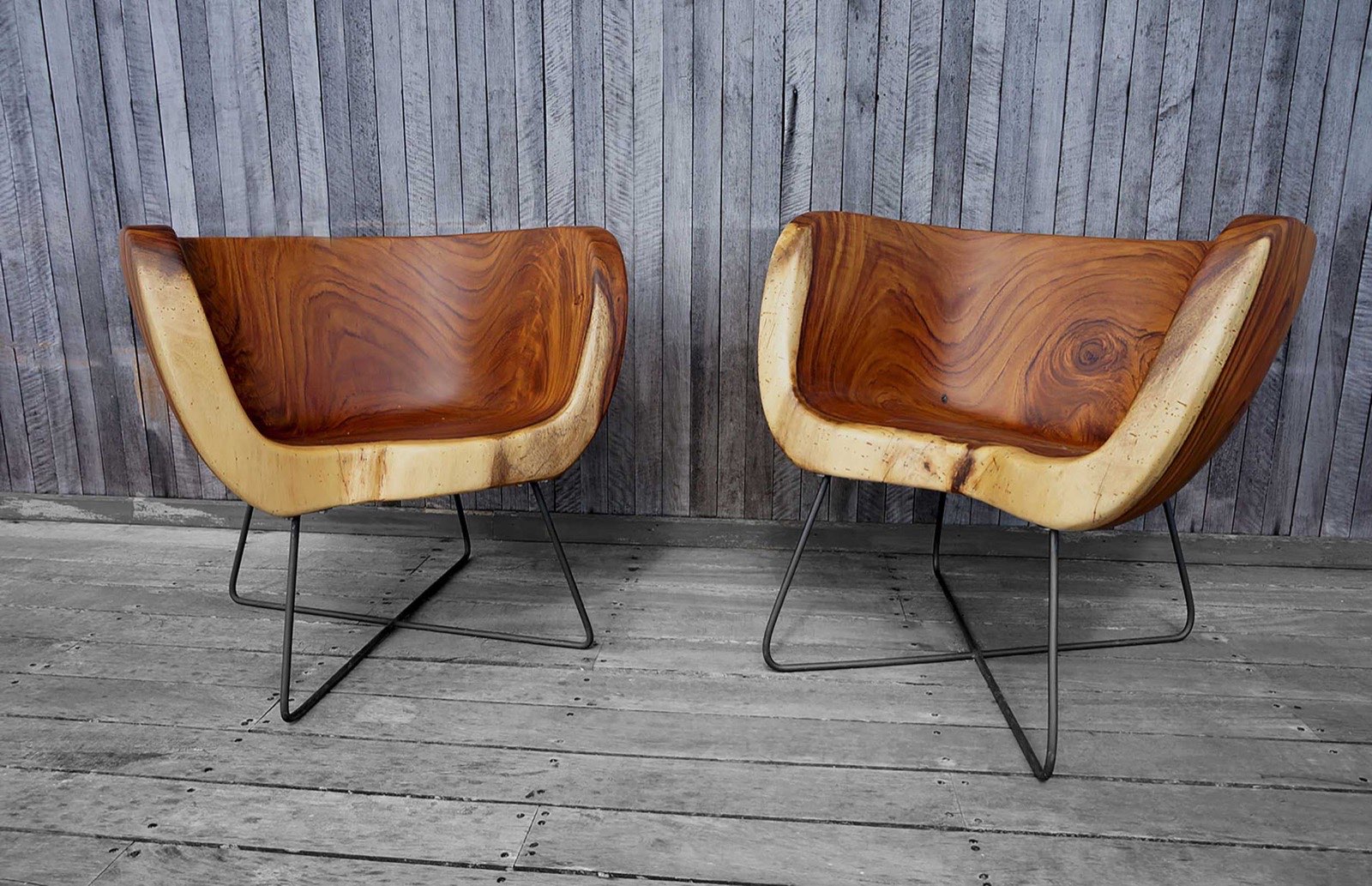 A matched pair of Pacífico chairs seen from the front