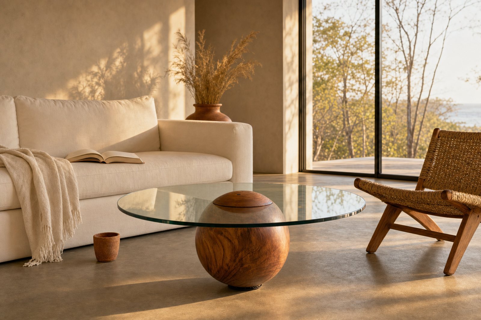 Sphere Coffee Table on a covered terrace
