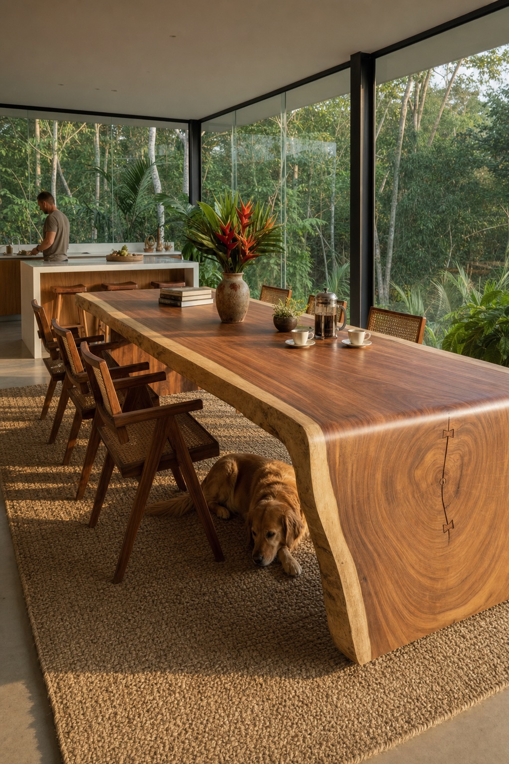 La Paz — live-edge Guanacaste waterfall dining table by Bernardo Urbina